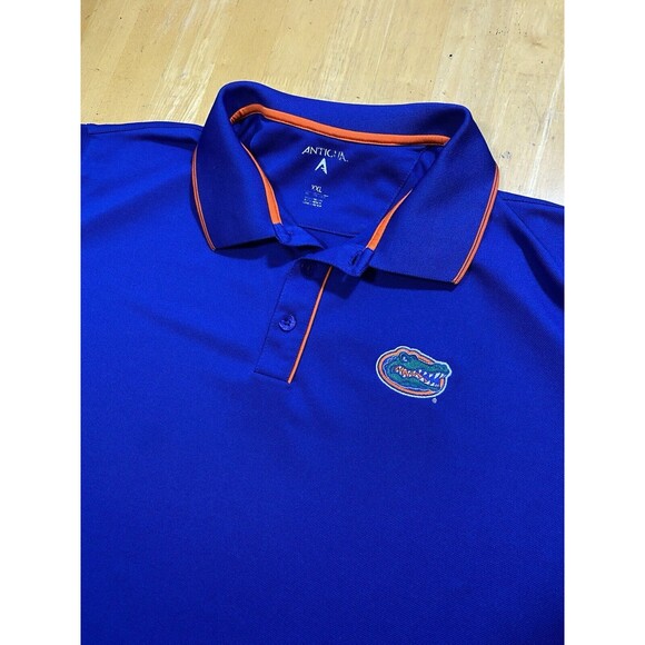 NCAA Florida Gators Antigua Button Polo Shirt Men XXL Blue Orange Trim 28pit2pit - Picture 2 of 5